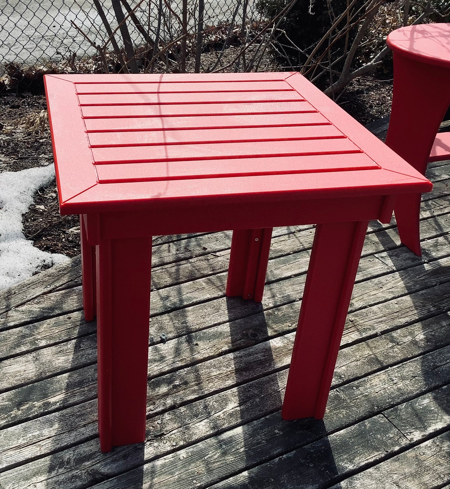 Beaver Springs - Square Slatted Side Table - Red