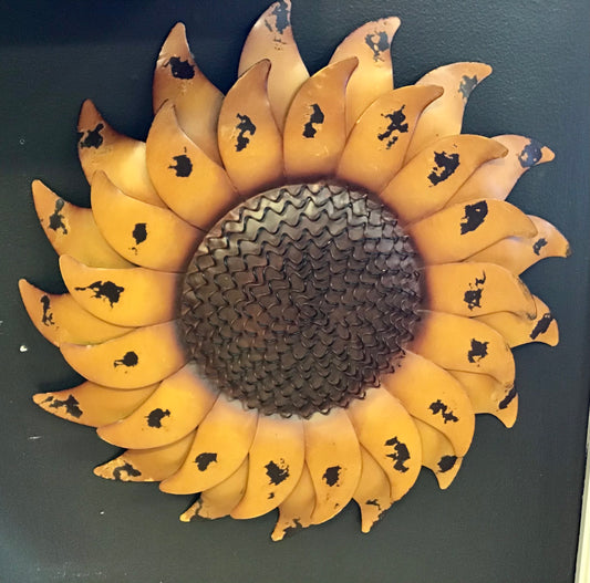 Decor - Round Metal Sunflower