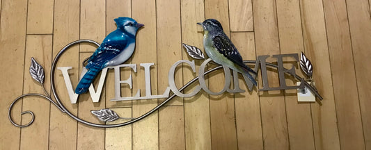 Décor - Metal Welcome Sign w/Birds