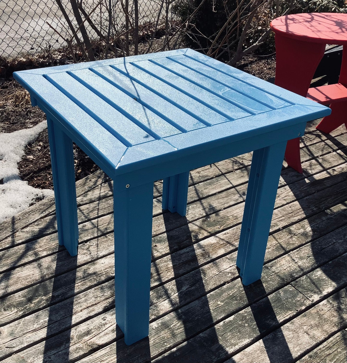 Beaver Springs - Square Slatted Side Table - Sky Blue