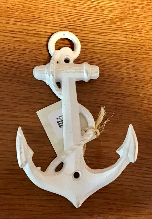 Wall Hook - Rustic White Anchor