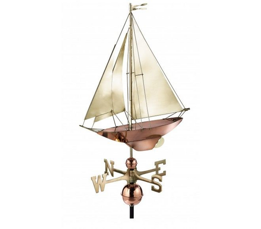 Racing Sloop Weathervane with Brass Accents