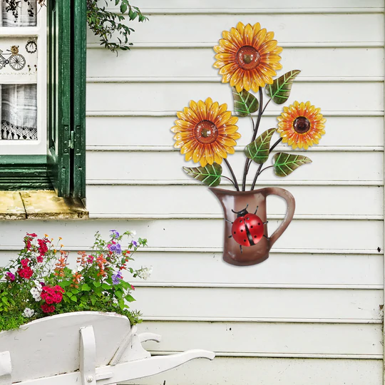 Décor - Metal Sunflowers in Pitcher